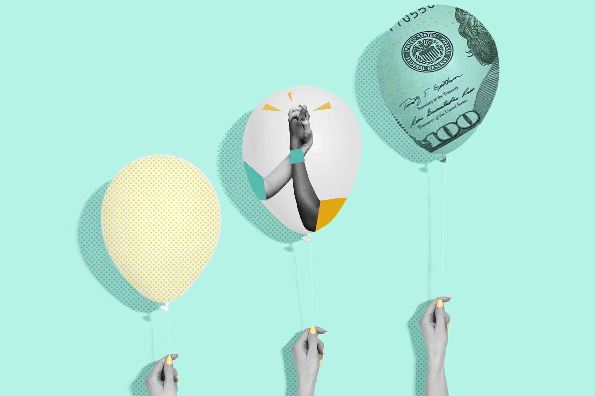 Ellevest money in balloons visual