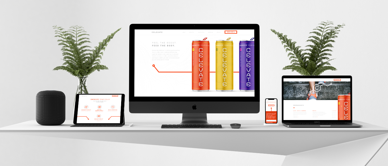 celevate website design and development visual layout on desktop, laptop, mobile, and tablet