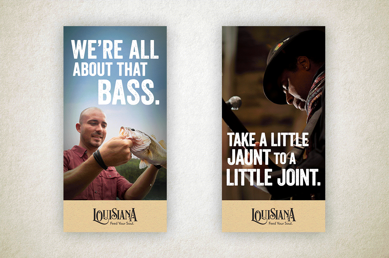 gif of two ads for tourism to louisiana