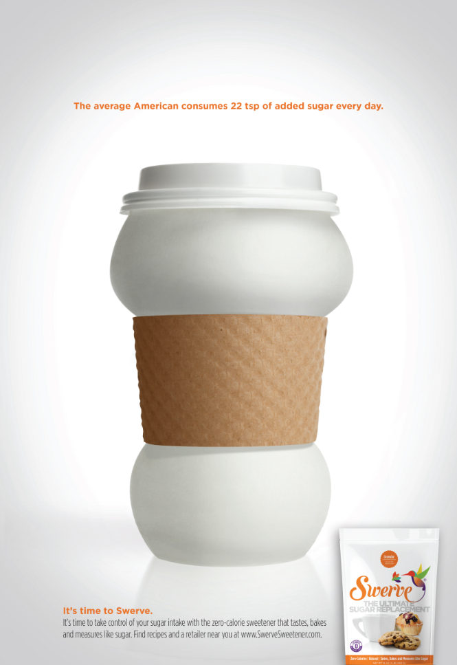 ad for swerve sweetener of cup bulging